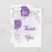 ロマンチックな白い紫の植物結婚の サンキューカード (正面/裏面)