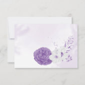 ロマンチックな白い紫の植物結婚の サンキューカード (裏面)