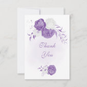ロマンチックな白い紫の植物結婚の サンキューカード (正面)