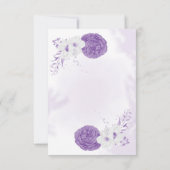 ロマンチックな白い紫の植物結婚の サンキューカード (裏面)
