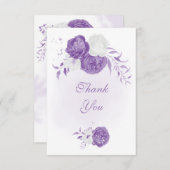 ロマンチックな白い紫の植物結婚の サンキューカード (正面/裏面)