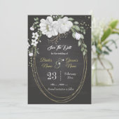 ロマンチックな白い緑の楕円形フレームブラック セーブザデート (スタンド正面)