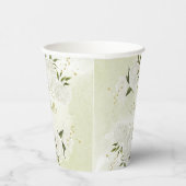 ロマンチックな白い花とグリーンがプリントされた紙コップ 紙コップ (右)