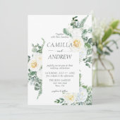 ロマンチックな白い花とグリーンウェディング 招待状 (スタンド正面)