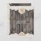 ロマンチックな白い花と真珠の木素朴のRSVP インビテーションポストカード (正面/裏面)