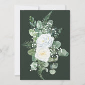 ロマンチックな白い花と結婚緑 招待状 (裏面)