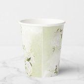 ロマンチックな白い花と緑の葉 紙コップ (右)