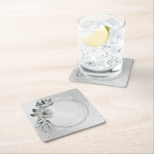 ロマンチックな白い花と葉緑の結婚花 スクエアペーパーコースター (インサイチュ)