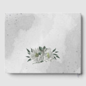 ロマンチックな白い花と離れ緑の結婚の花 ゲストブック (裏面)