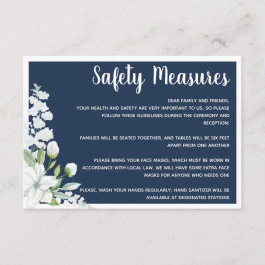 ロマンチックな白い花の安全結婚対策 エンクロージャーカード (正面)