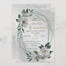 ロマンチックな白い花の幾何結婚的な