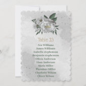 ロマンチックな白い花の座席チャートカード 招待状 (正面)