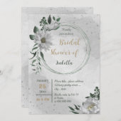 ロマンチックな白い花の植物ブライダルシャワー 招待状 (正面/裏面)