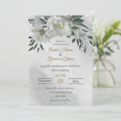ロマンチックな白い花の植物学的なウェディング 招待状 (スタンド正面)