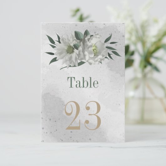 ロマンチックな白い花の植物表 招待状 (スタンド正面)