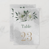 ロマンチックな白い花の植物表 招待状 (正面/裏面)