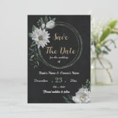 ロマンチックな白い花の植物黒 セーブザデート (スタンド正面)