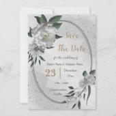 ロマンチックな白い花の植物 セーブザデート (正面)