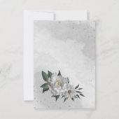 ロマンチックな白い花の結婚緑 サンキューカード (裏面)