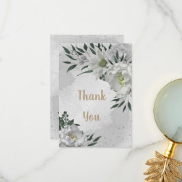 ロマンチックな白い花の結婚緑 サンキューカード