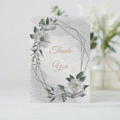 ロマンチックな白い花の結婚緑 サンキューカード (スタンド正面)