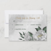ロマンチックな白い花の緑の結婚植物学 出欠カード (正面)