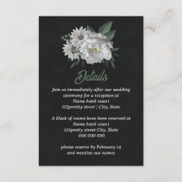 ロマンチックな白い花の緑の黒 エンクロージャーカード