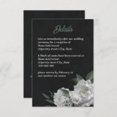 ロマンチックな白い花の緑の黒 エンクロージャーカード (正面/裏面)