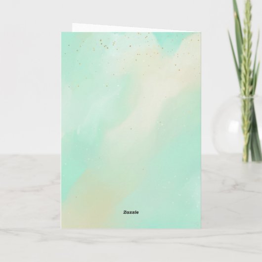 ロマンチックな白い花ミントウォーター色のデザイン サンキューカード (裏面)