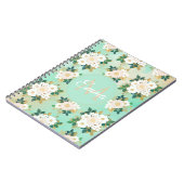 ロマンチックな白い花ミントウォーター色のデザイン ノートブック (左側)
