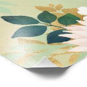 ロマンチックな白い花ミントウォーター色のデザイン フォトプリント            (角)