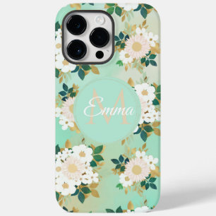 ロマンチックな白い花ミントウォーター色のデザイン Case-Mate iPhone 14 PRO MAXケース