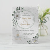 ロマンチックな白い花結婚植物学 招待状 (スタンド正面)