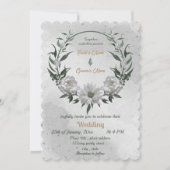 ロマンチックな白い花結婚植物学 招待状 (正面)