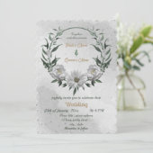 ロマンチックな白い花結婚植物学 招待状 (スタンド正面)