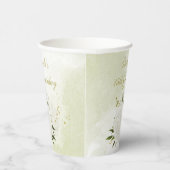 ロマンチックな白い花緑の紙カップ 紙コップ (右)