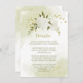 ロマンチックな白い花緑の詳細 エンクロージャーカード (正面/裏面)