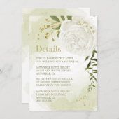 ロマンチックな白い花緑の詳細 エンクロージャーカード (正面/裏面)