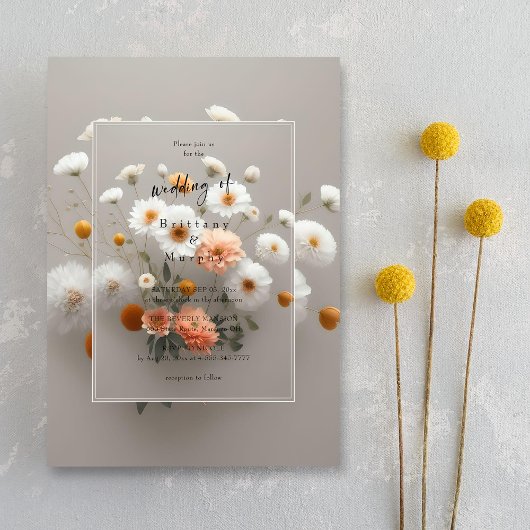 ロマンチックな白い花 |シエレガントック結婚ス 招待状