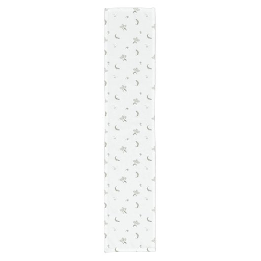 ロマンチックな白い花 ショートテーブルランナー (正面)