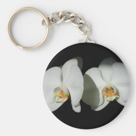ロマンチックな白い蘭、熱帯のフローラ写真 キーホルダー