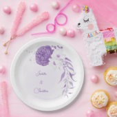 ロマンチックな白と紫の結婚式 ペーパープレート (パーティー)