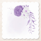 ロマンチックな白と紫結婚の ペーパーコースター (正面)