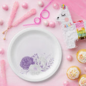 ロマンチックな白と紫結婚の ペーパープレート (パーティー)