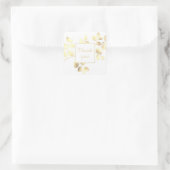 ロマンチックな白と金の葉のスクエアステッカー スクエアシール (バッグ)