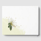 ロマンチックな白と金ゴールドの花の緑 ゲストブック (裏面)