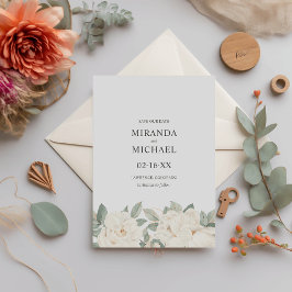 ロマンチックな白のバラエレガントな結婚式 セーブザデート