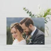 ロマンチックな白ハートビッグ結婚フォトありがとう サンキューカード (スタンド正面)