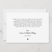 ロマンチックな白ハートビッグ結婚フォトありがとう サンキューカード (裏面)