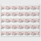 ロマンチックな白ピンクのアジサイ、ピンクの白い花 ラッピングペーパー (フラット)